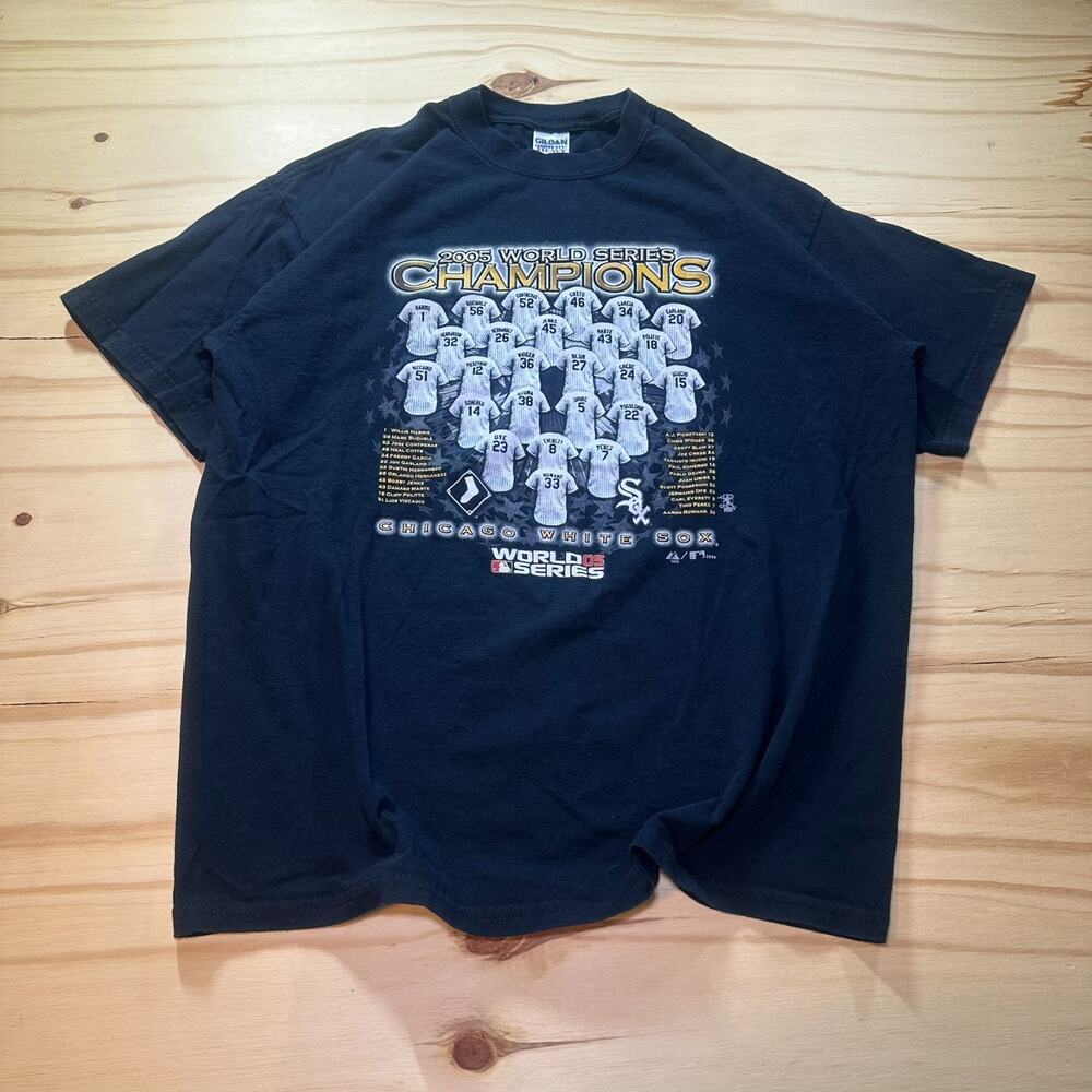 Vintage Chicago White Sox 2005 World Series Champions Black Graphic Tee Mens XL